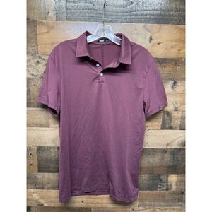 BARBELL Mens Burgundy Short Sleeve Polo Shirt Size Medium Athletic Fit